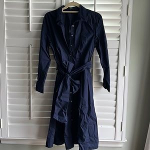 J Crew cotton midi dress with cinch waist and tie